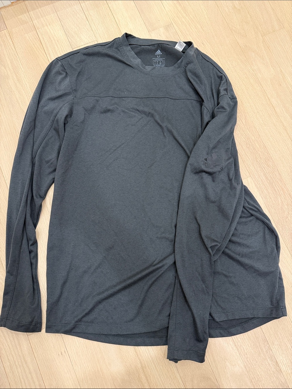 adidas Black Long-Sleeve Athletic Crewneck Shirt